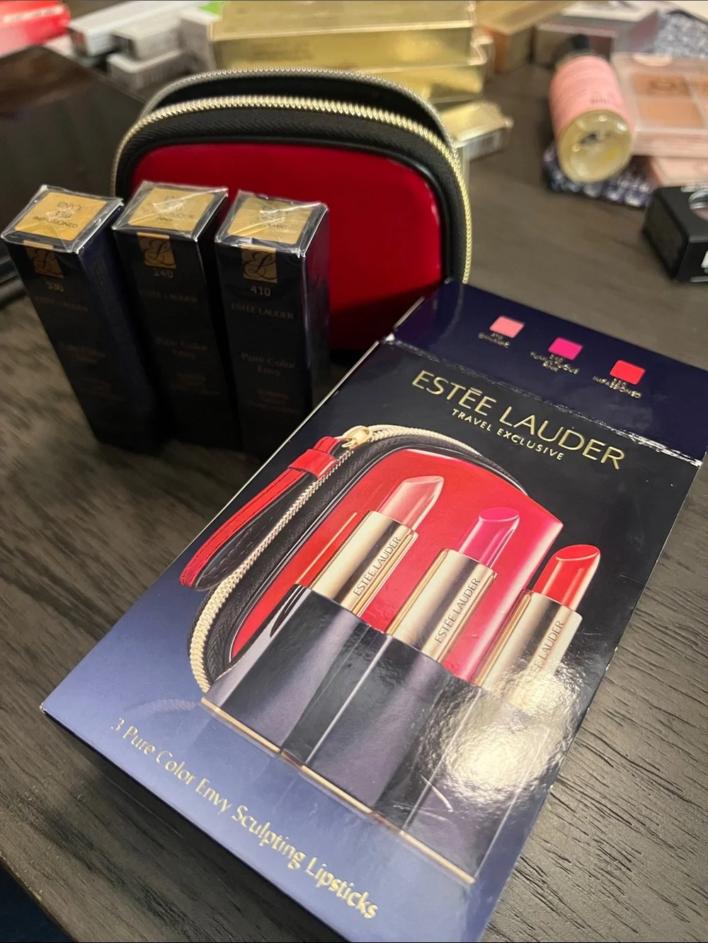 Estee Lauder travel exclusive 3 pure envy lipsticks BNIB